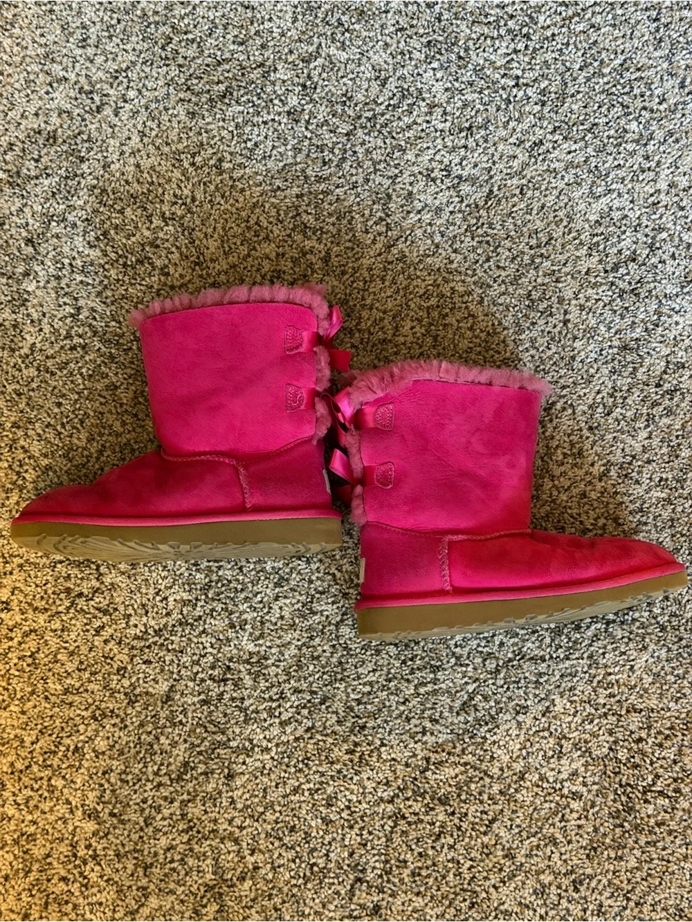 UGG Kids Hot Pink Suede Shearling Boots